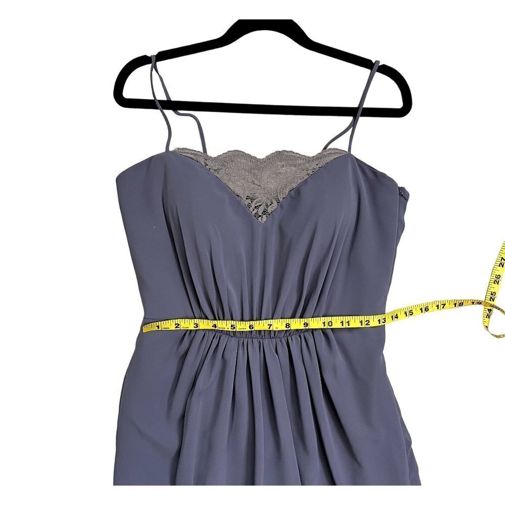 JENNY YOO Charcoal Gray Evening Maxi Dress with Spaghetti Straps Size 10 - Picture 10 of 12